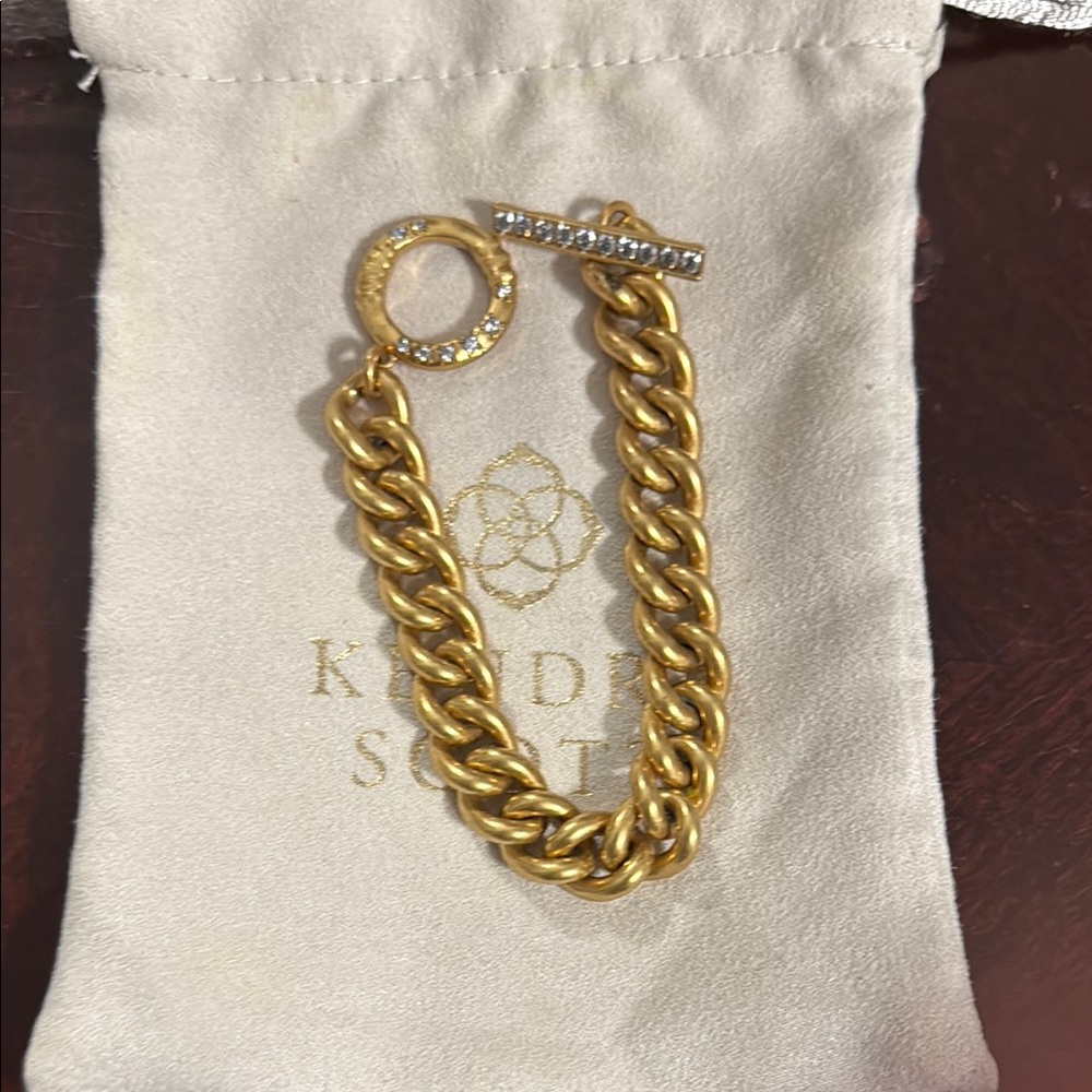 Kendra Scott Gold Chain Bracelet with Rhinestone Toggle